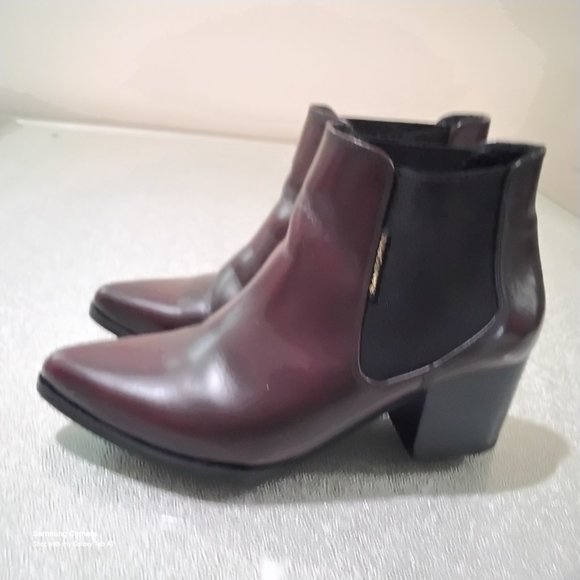 Santorini Brown Ankle Boots 3" Heels, Elastic Pull-on New Shelf Pulls US 5 - Picture 2 of 6